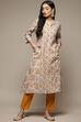 Yellow Carbon Cotton Straight Printed Kurta image number 5