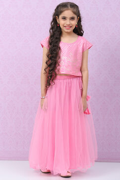 Pink Viscose Lehenga Set image number 6