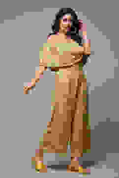 Yellow LIVA Printed Jumpsuit image number 4