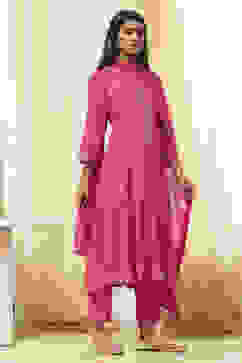 Fuchsia Viscose Printed Kalidar Suit Set image number 5