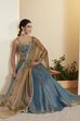 Teal Viscose Blend Kalidar Lehenga Set