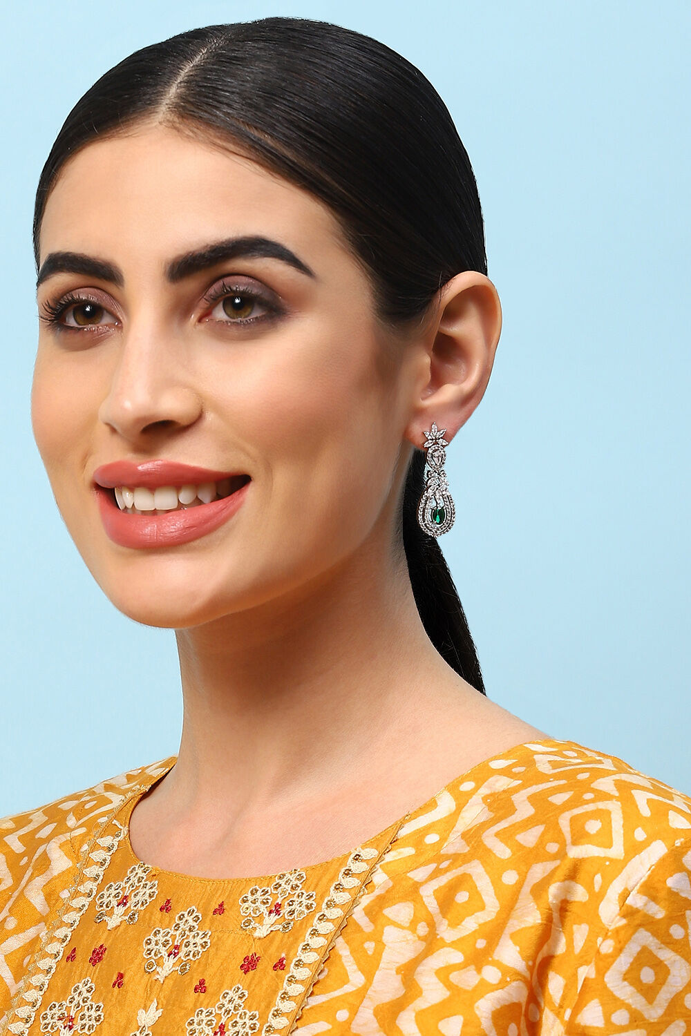 Green Brass Earrings image number 3