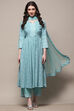 Turquoise Rayon Gathered Suit Set image number 0