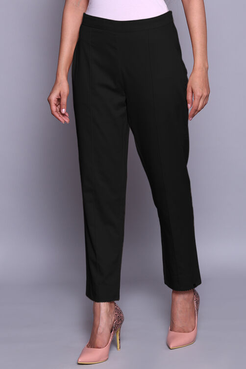 Black Cotton Slim Pants image number 2