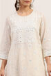 Off-White Cotton Embroidered Straight Suit Set image number 1