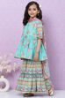 Sea Green Cotton Garara Kurta Garara Suit Set image number 5