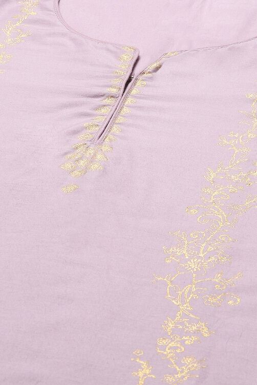 Lavender Cotton Straight Kurta Pants Suit Set image number 1