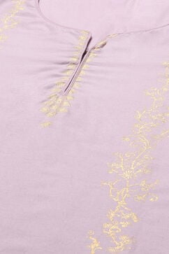 Lavender Cotton Straight Kurta Pants Suit Set image number 1