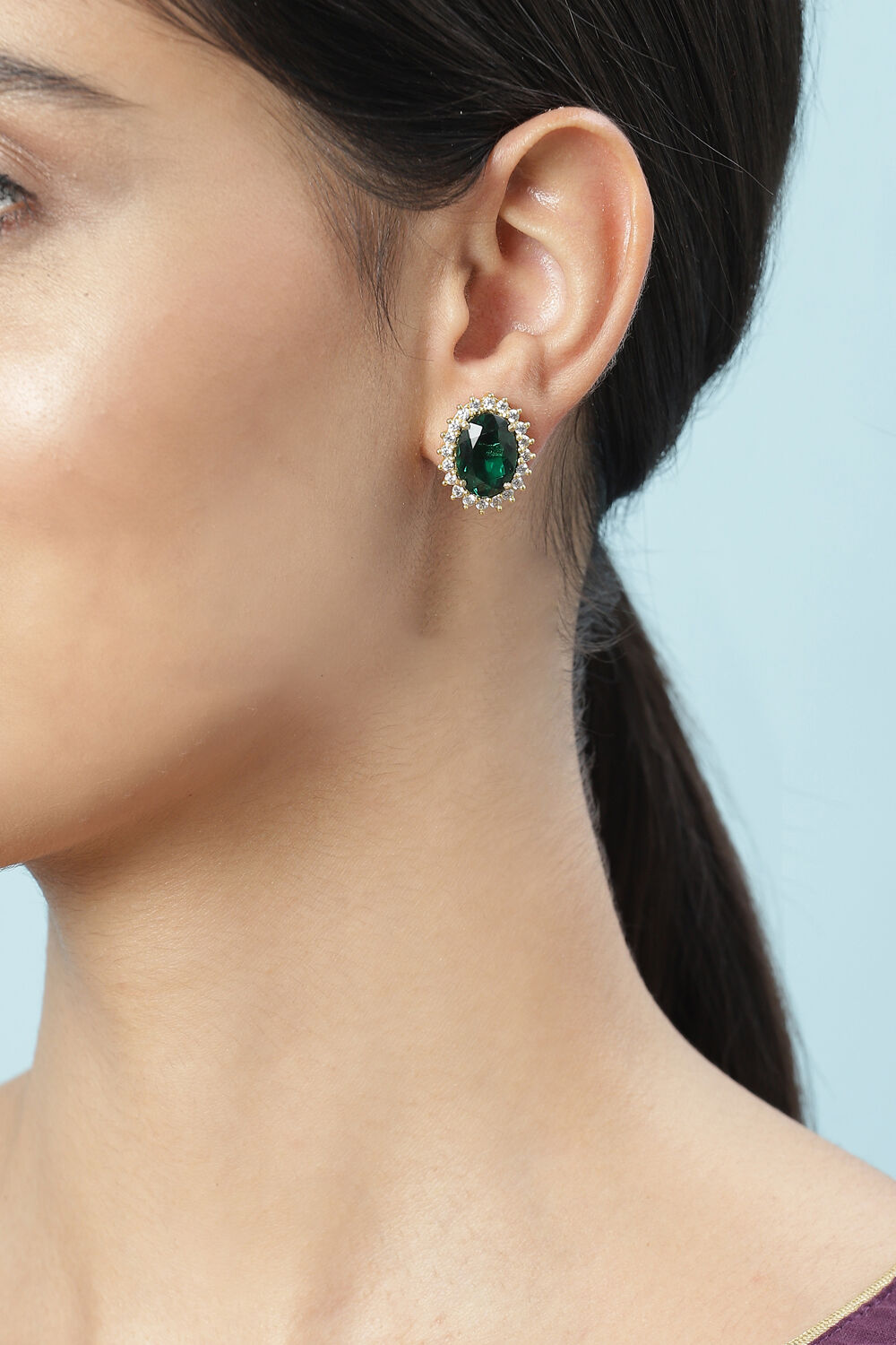 Green Brass Earrings image number 1