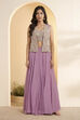 Dusty Lilac Viscose Rayon Embellished Skirt Set with Jacket image number 5