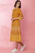 Mustard Rayon A-Line Printed Dress image number 3