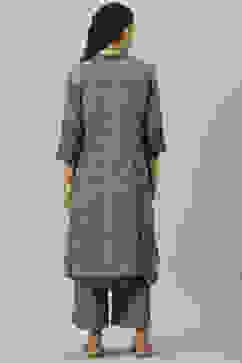 Green Rayon Flared Printed Kurta image number 4