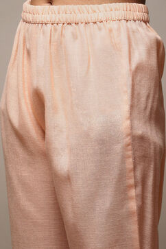 Peach Linen Machine Embroidered Unstitched Suit Set image number 2