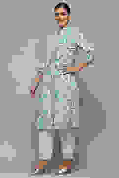 White Cotton Straight Kurta image number 2