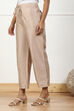 Beige Solid Mid-Rise Straight Palazzo image number 2