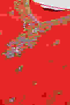 Red Polyester Kalidar Suit Set image number 1