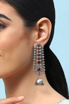 Oxidised Red Brass Earrings image number 1