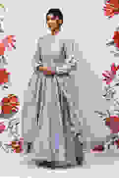 Rohit Bal Powder Blue Cotton Blend Anarkali Kurta Suit Set image number 5