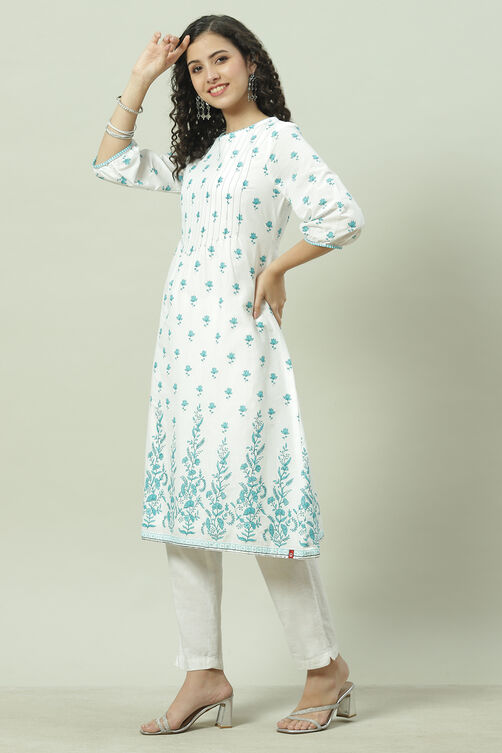 Lavender Cotton Straight Printed Kurta image number 2