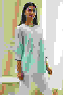 Aqua Cotton Straight Shirt-Style Short Kurta image number 4