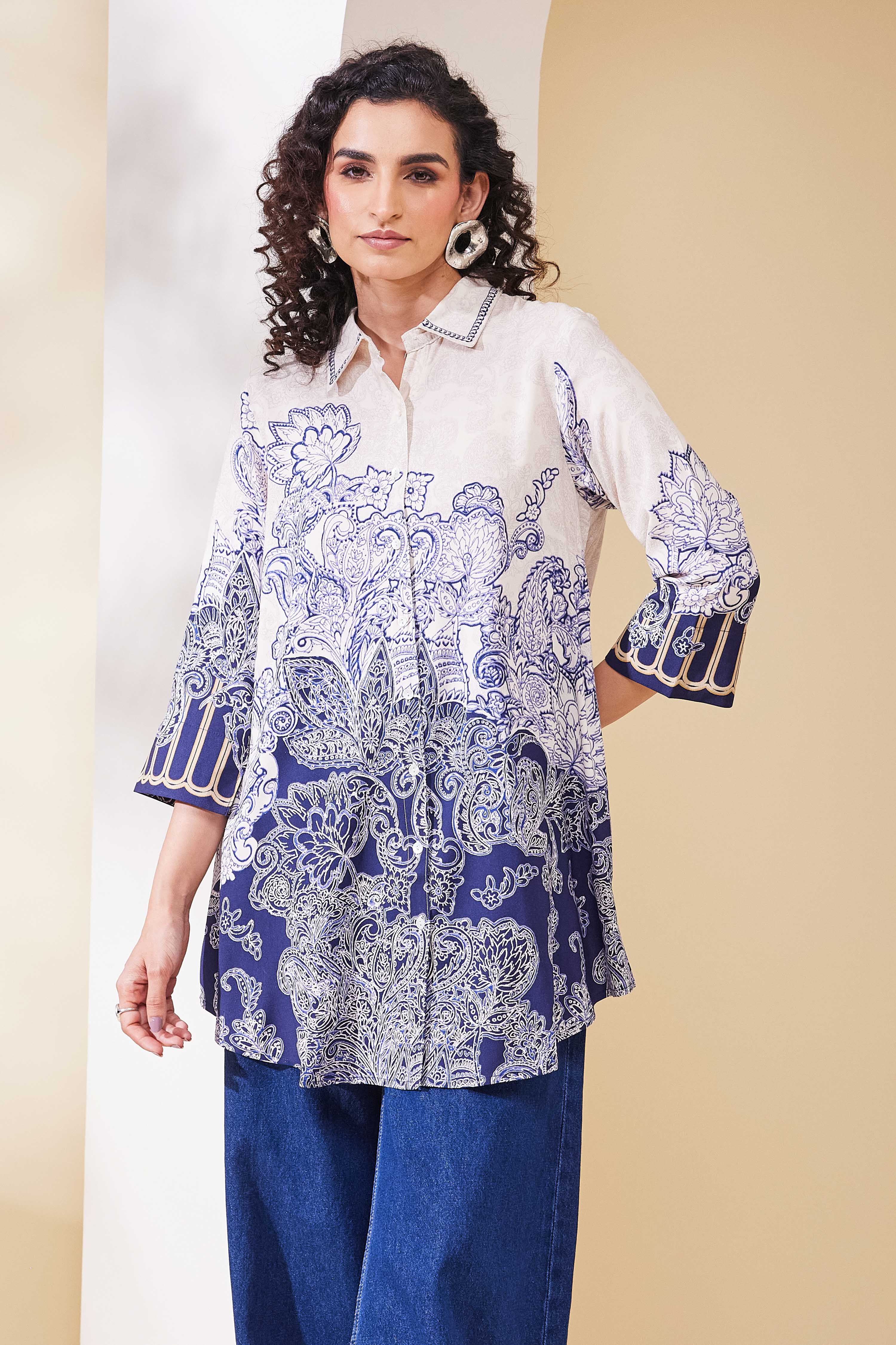 Blue Viscose Rayon Straight Kurta image number 5