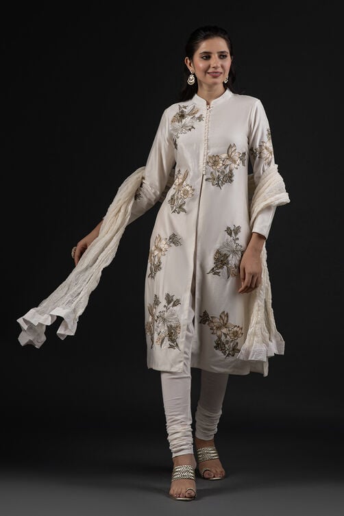 Rohit Bal Ivory Cotton Silk Straight Printed Suit Set image number 0