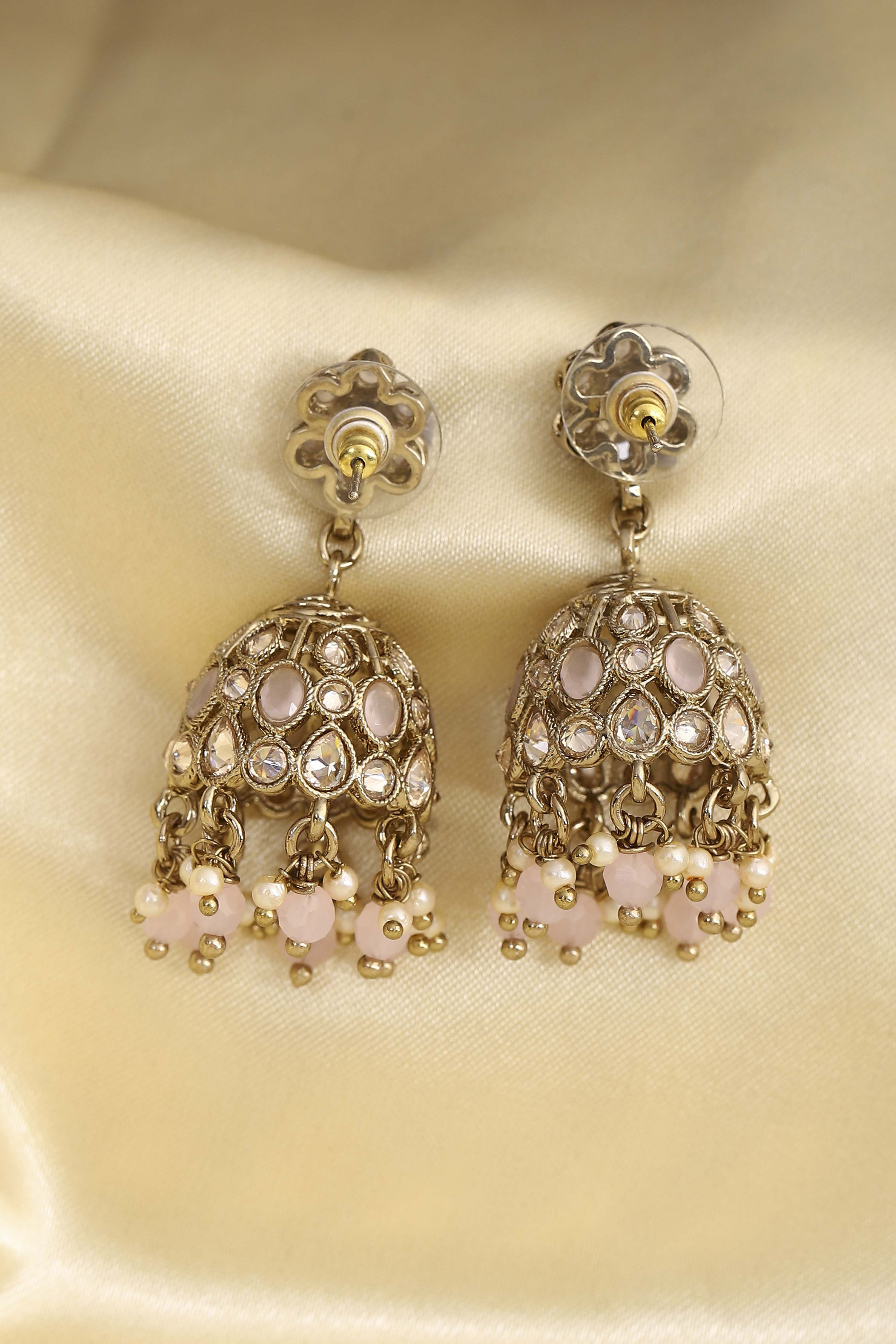 Light Pink Alloy Jhumka image number 2