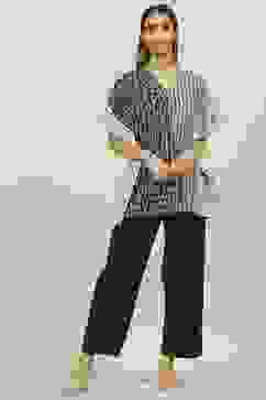 Black & White Cotton Printed Kaftan Nightwear image number 0