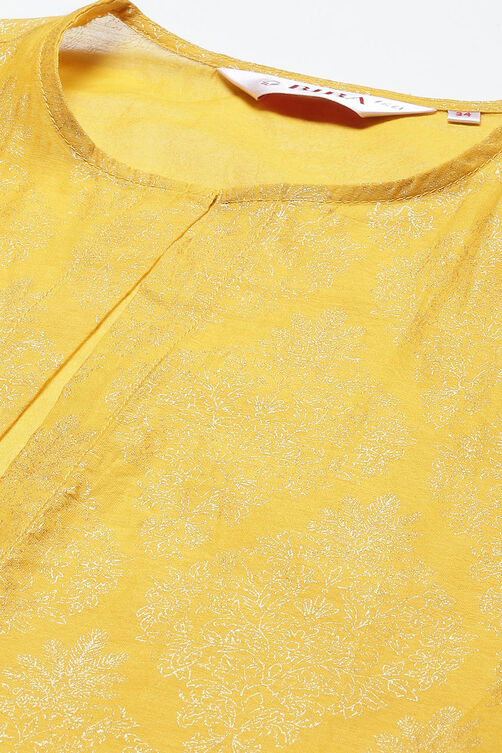 Mustard Art Silk Flared with Cape Dress image number 2