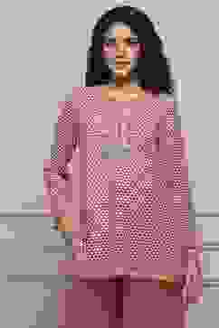 Red Art Silk Printed Straight Short Kurta image number 6