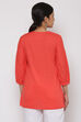Sky Blue Cotton Short Solid Kurti image number 5