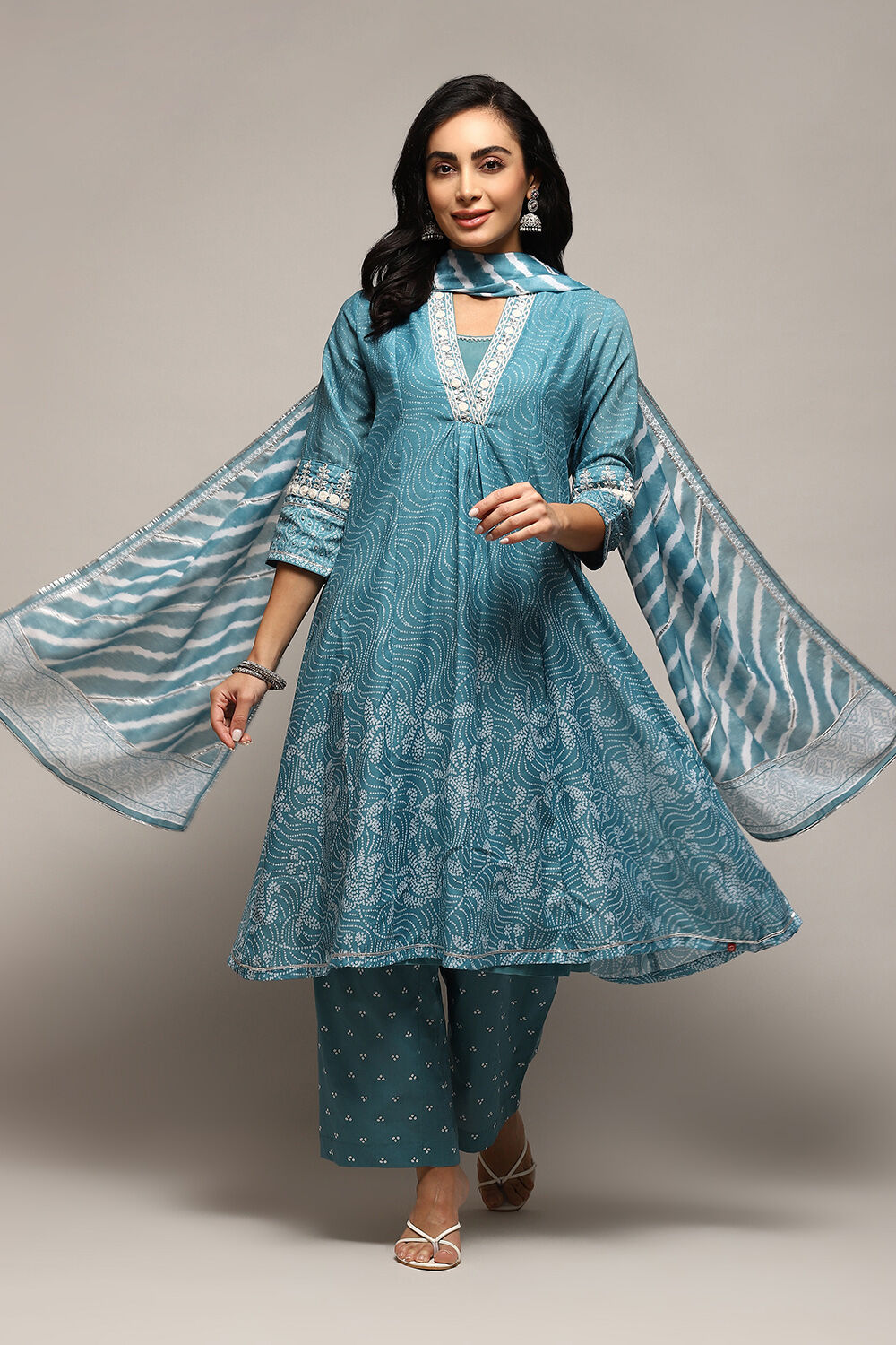 Buy Blue Poly Cotton Kalidar Kurta Palazzo Suit Set Kurta Inner