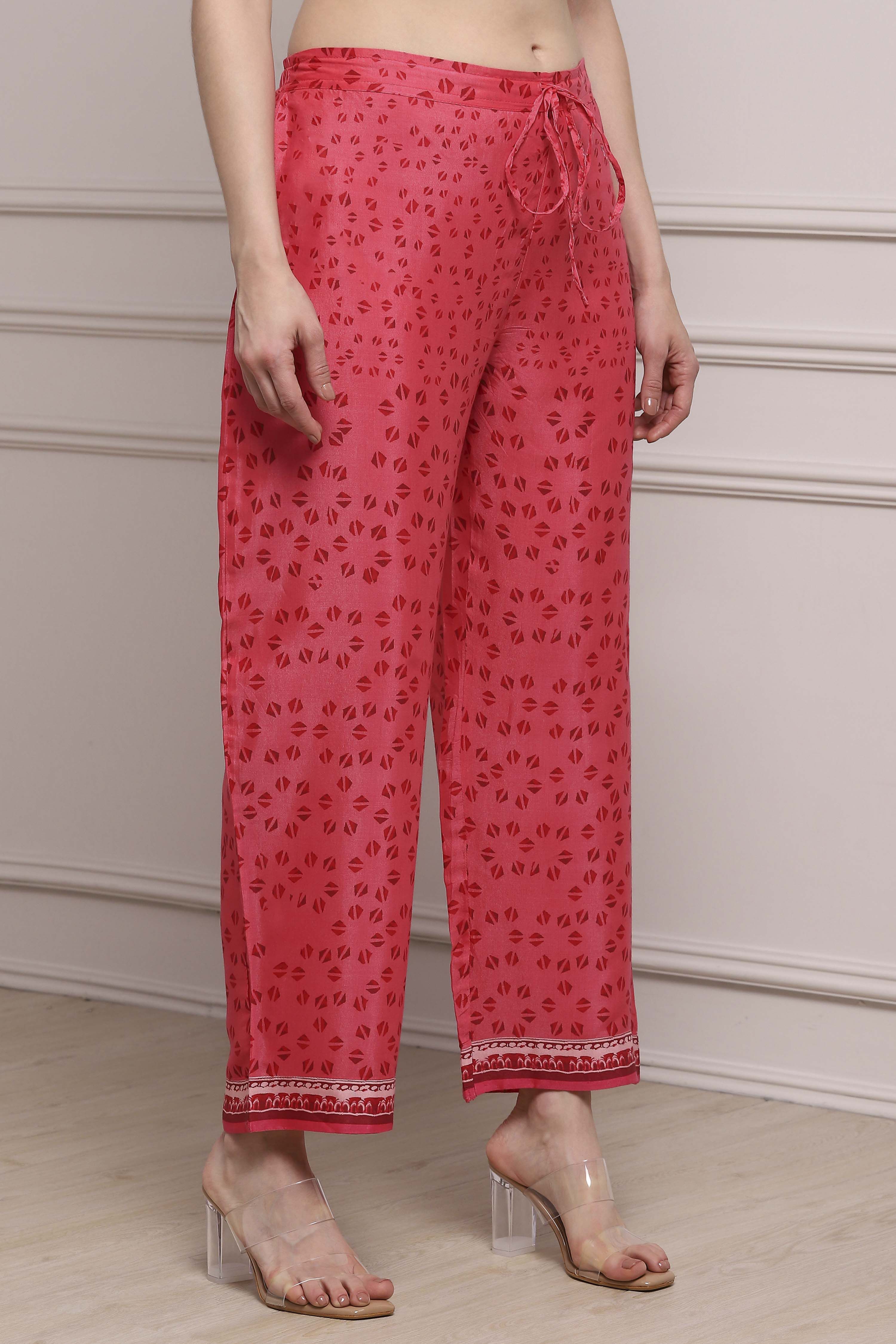 Red LIVA Relaxed Palazzo image number 3