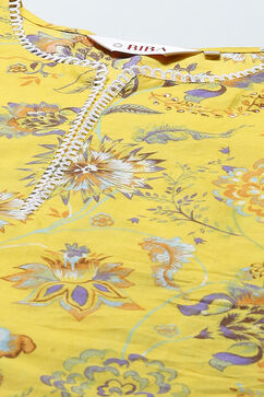 Yellow Cotton Straight Kurta image number 1