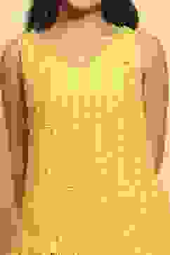 Yellow Polyester Dyed Straight Sharara Suit Set image number 1