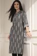 Grey Printed Straight Kurta