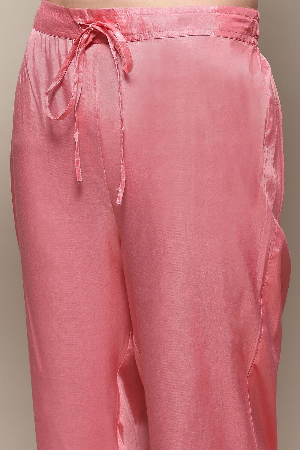 Pink Yard-Dyed Chanderi Kurta & Pants Suit Set image number 2