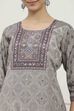 Grey Poly Crepe Digital Print Unstitched Suit Set image number 2