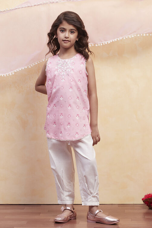 Pink Cotton Straight Suit Set image number 0