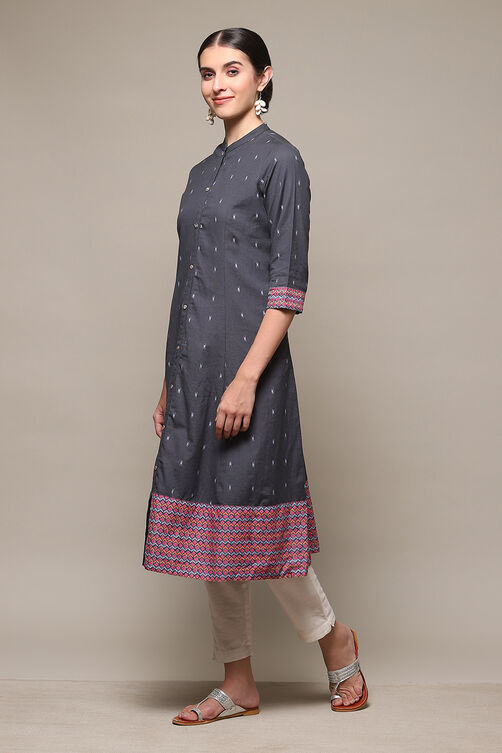 Pink Cotton Blend A-Line Printed Kurta image number 2