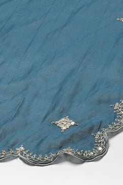 Teal Blue Viscose Straight Kurta Garara Suit Set image number 3