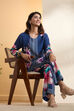 Blue Nylon Viscose Floral Printed Co-ord Set