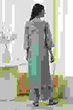 Blue Floral Straight Kurta Set image number 4