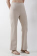 Beige Viscose Blend Flared Pants image number 3