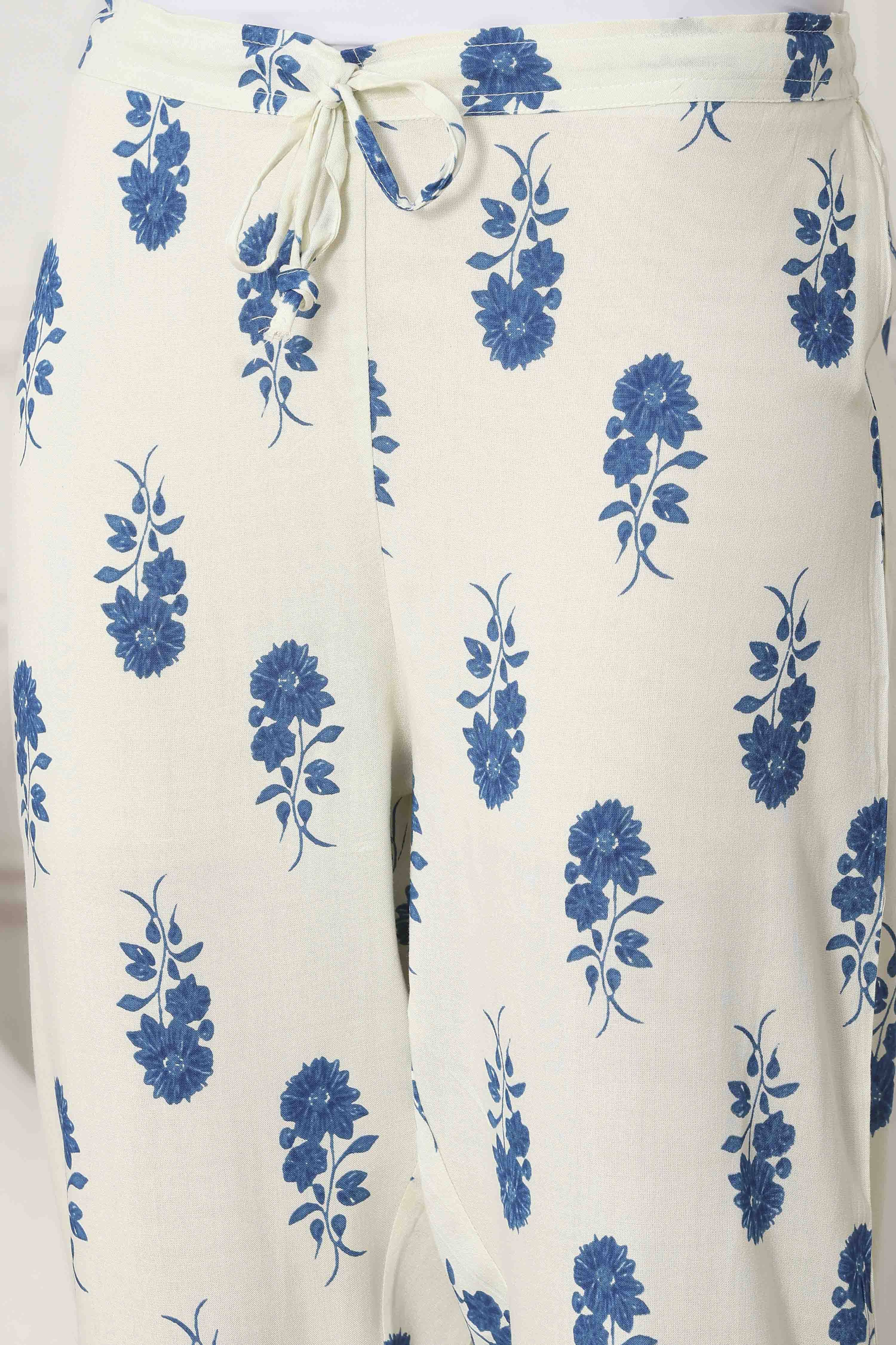 Blue Viscose Rayon Straight Suit Set image number 2