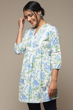Blue Cotton Printed Kurti image number 2