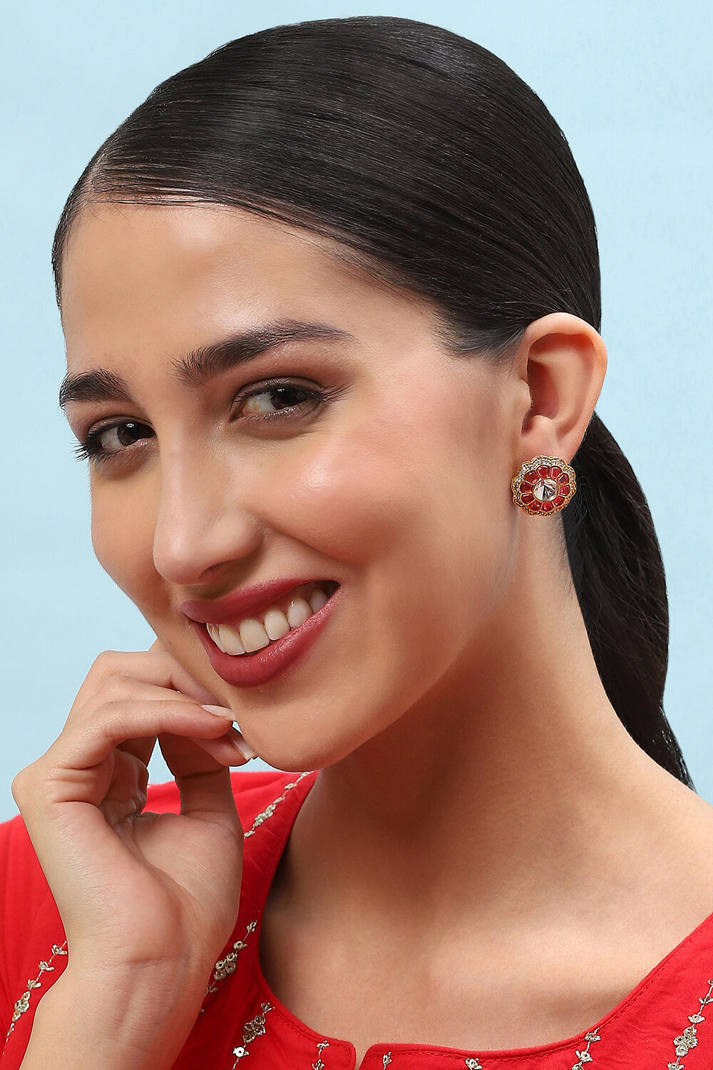 Dark Pink Brass earrings image number 1