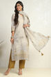 Teal Linen Printed  Embroidered Unstitched Suit Set image number 7