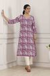 Purple Cotton Straight Kurta image number 0