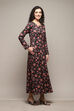 Black Knitted A-Line Printed Dress image number 4